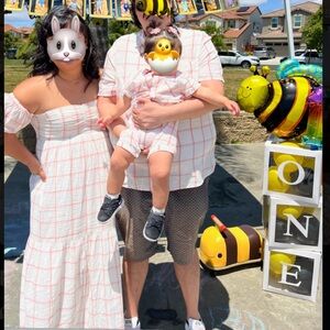 White and Pink Plaid Matching Family Outfit Set - baby, mommy, daddy